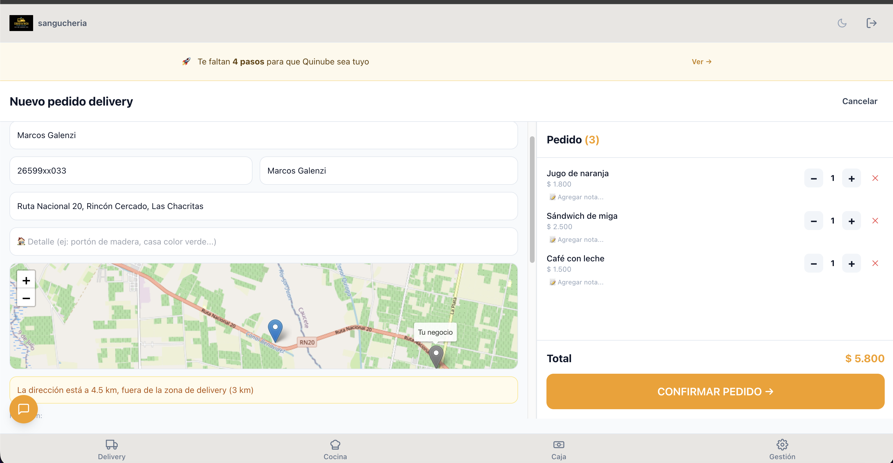 Delivery + Mapa